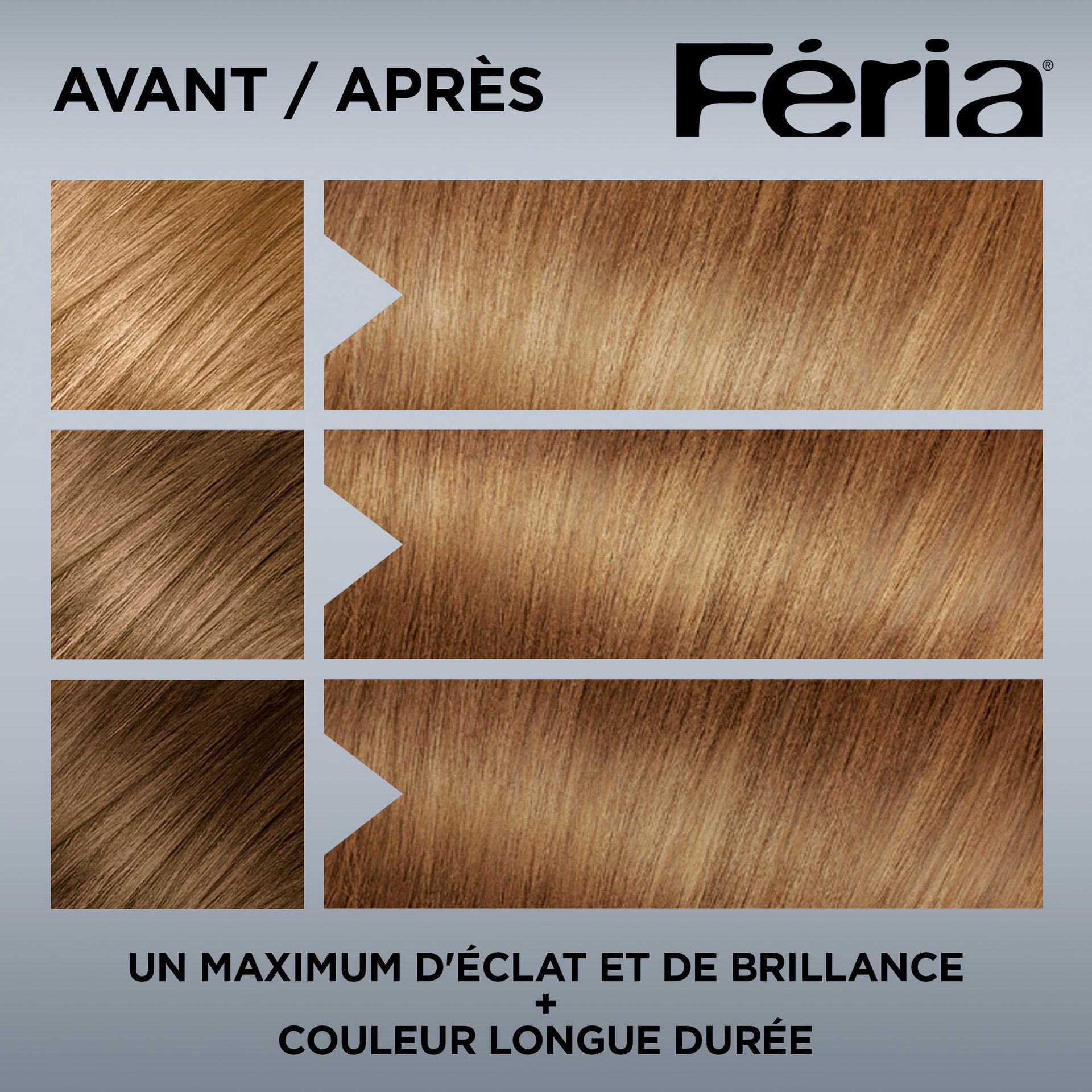 Avant et après la coloration Feria 73 Blond Foncé Doré